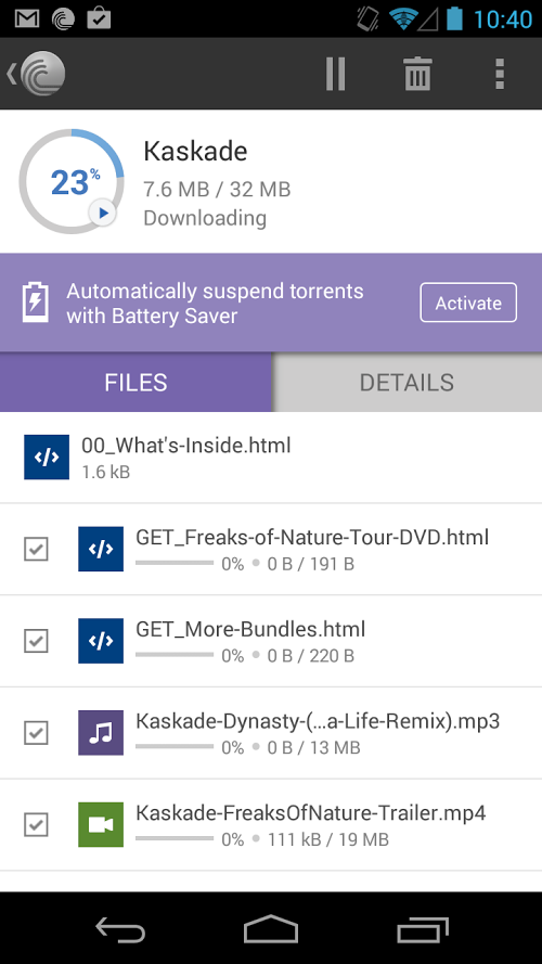 Android torrent app - μTorrent uTorrent - a very tiny