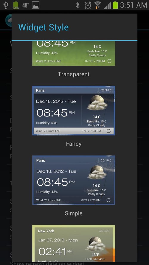 Погода и часы виджет - Android