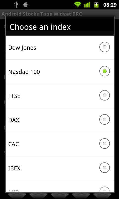 Android Stocks Tape Widget